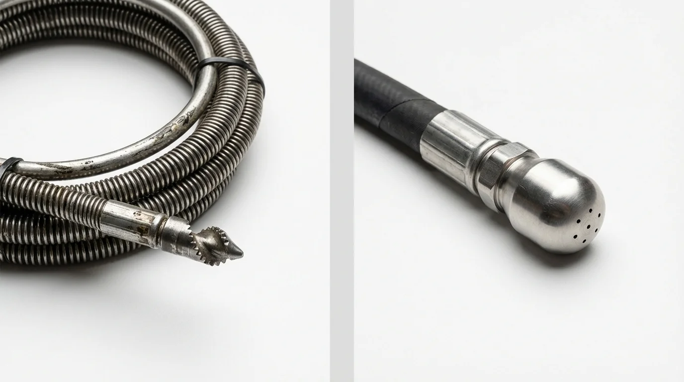 Drain snake cable and hydro jetting nozzle used for drain cleaning in Seward, AK